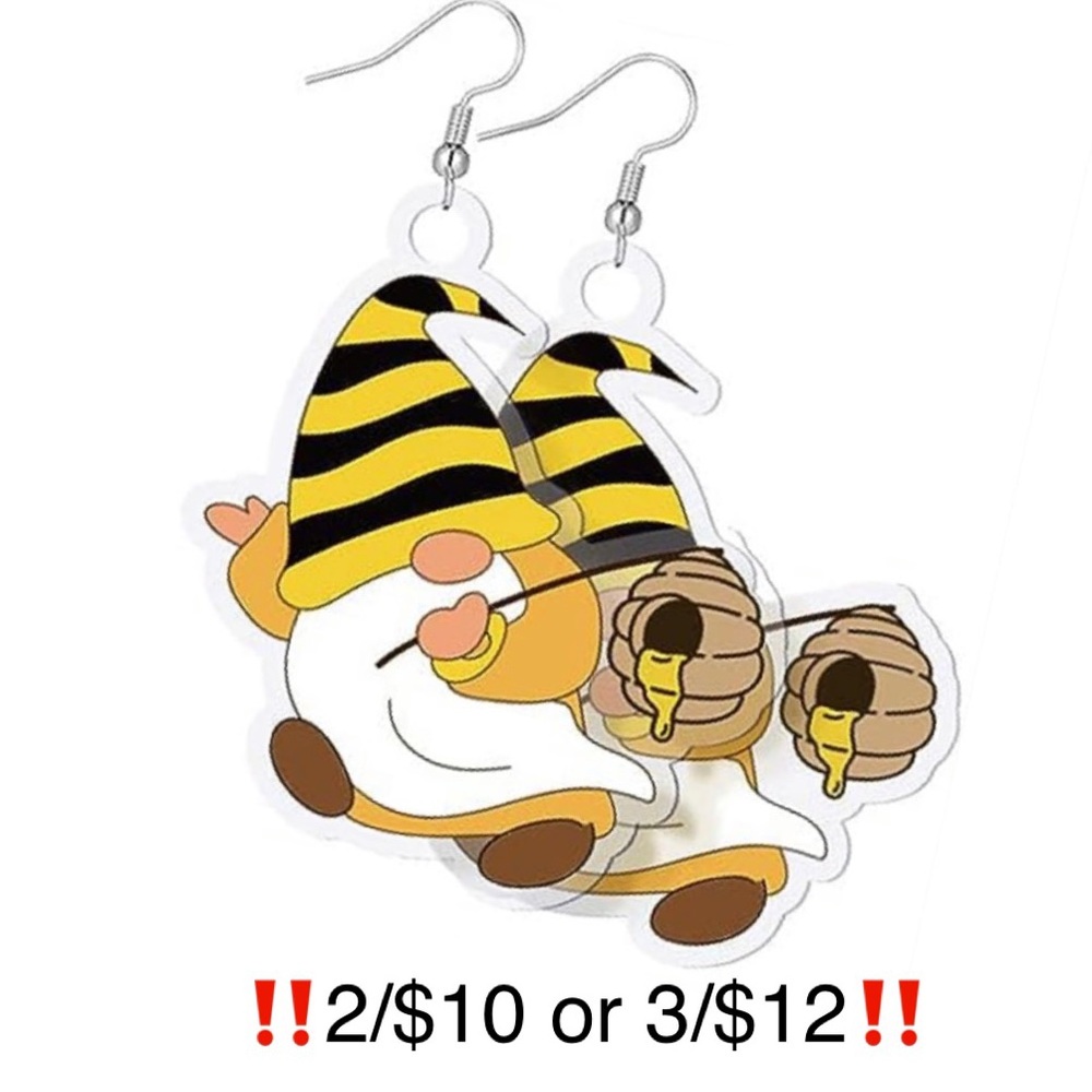 Acrylic Dangling Gnome Earrings